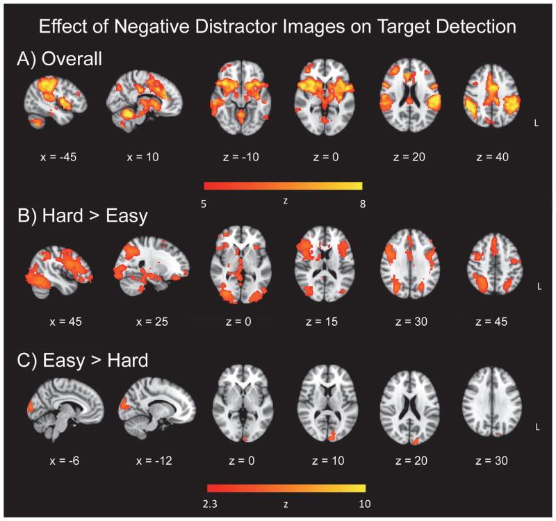 Effect of negative distractor images on target detection